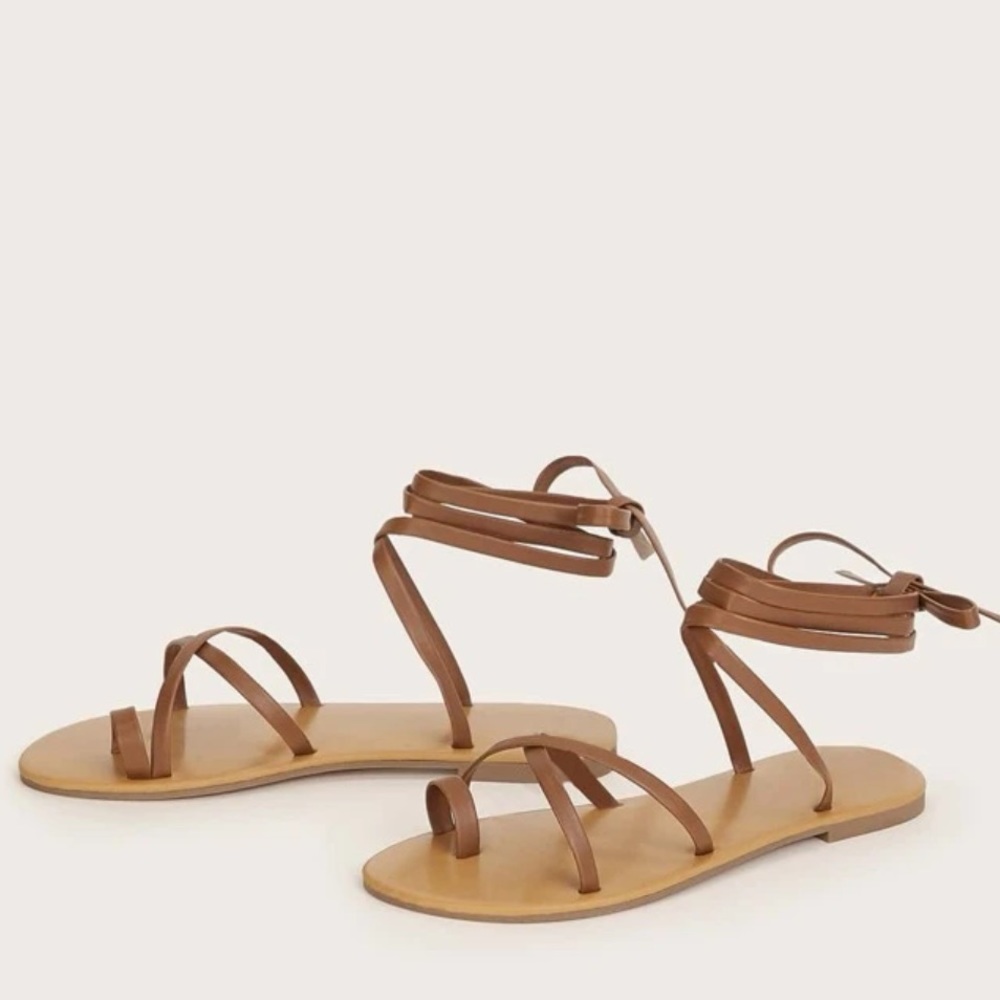 Brown tie sandles